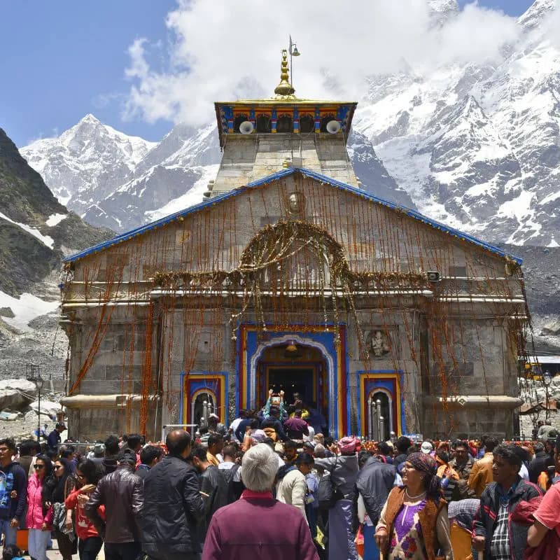 Kedarnath Temple against the snow-covered Himalayas