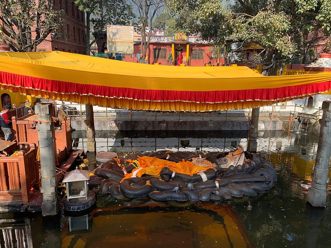 Reclining stone statue of Vishnu at Budhanilkantha
